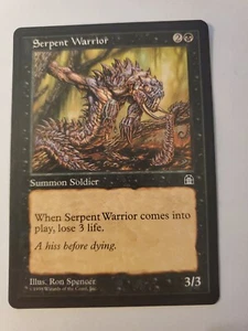 MTG Magic The Gathering Card Serpent Warrior Summon Soldier Black Stronghold - Picture 1 of 2