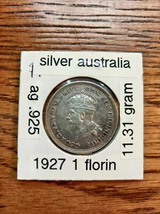 Silber 0,925 Sterling 1927 Australisch 1 Gulden Top Originalzustand - Bild 1 von 4