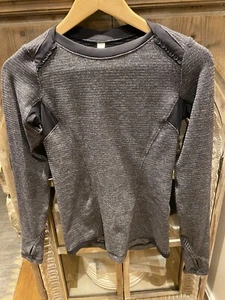 LULULEMON Base Runner Women's Long Sleeve Mini Check Heathered Gray Size: 4 - Picture 1 of 10