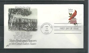 US SC # 1966 State Birds And Flowers ( Indiana ) FDC .  Artcraft --- - Picture 1 of 1