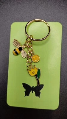 Bee,Flower Keyring  happy facewith this pretty keyring 3 charms - Image 1 of 4