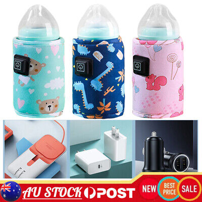 USB Printed Baby Bottle Warmer Bag Portable Automatic Milk Water Heat Cover • 18.95$