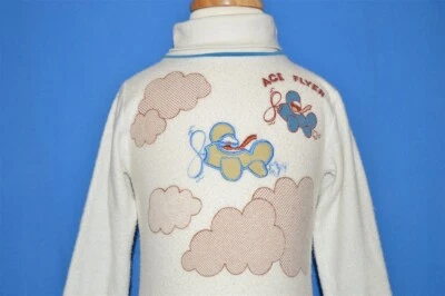 Camisa vintage anos 80 ROB ROY ACE FLYER AVIÃO NUVENS GOLA ALTA BEBÊ 12-18 MESES - Imagem 1 de 3