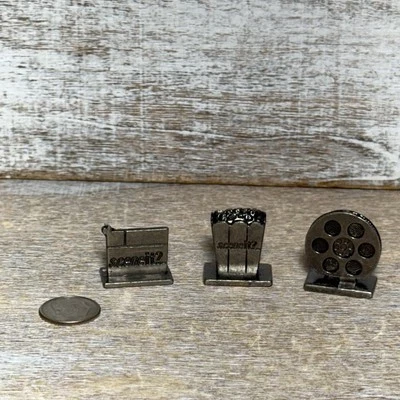 Lot of 3 Scene It? Replacement TOKENS Pewter Popcorn, Clap Board, Film Roll - Image 1 of 4