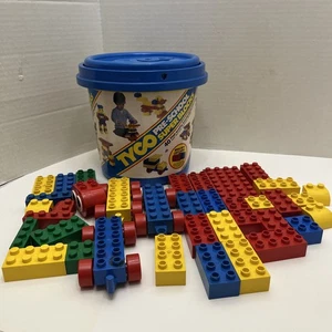 Vintage 1984 TYCO Super Blocks Pre-School Bucket 37 blocks Original Case - Picture 1 of 8
