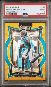 Brian Thomas Jr. RC 2024 Panini Select Rookie GOLD Prizm /10 Jaguars #91 PSA 9 - Picture 1 of 3