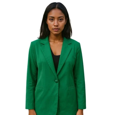 Spring and Mercer NWT Emerald Green Single Button Blazer Lightweight Women's M - Image 1 of 4