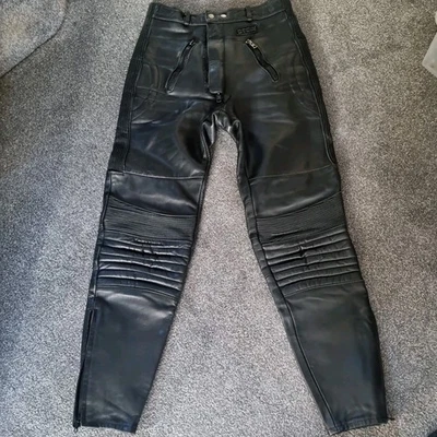 STEIN LEATHER MOTORBIKE TROUSERS SIZE 30"/28" Black Soft Armour - Image 1 of 4