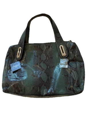 New Liz Claiborne Faux Snake Skin Pattern Soft Satchel Shoulder Bag Green NWT - Image 1 of 4