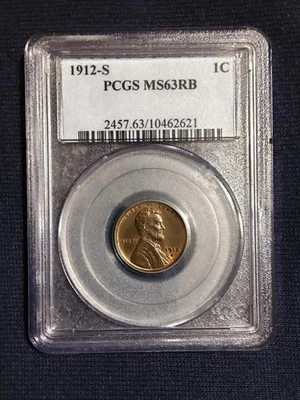 1912-s Lincoln Cent PCGS MS63RB PCGS  Price Guide is $ 400.00 - Image 1 of 2