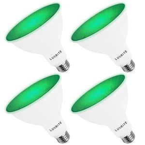 Luxrite LED PAR38 Flood Green Light Bulb 8W=45W Damp Rated UL E26 Base 4 Pack - Picture 1 of 7