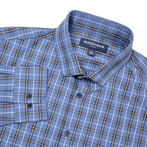 Mizzen + Main Leeward Shirt Mens L Blue Plaid Button Up Classic Fit Performance - Picture 1 of 8