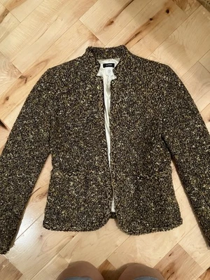 J. Jaqueta blazer Crew marrom amarelo bronzeado mistura de lã tweed preppy tamanho 4 - Imagem 1 de 4
