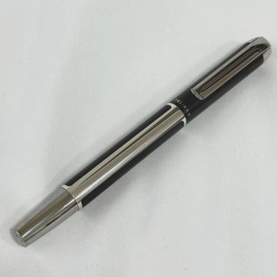 Caneta-tinteiro Pelikan Pura P40 antracite preta prata fina nova na caixa - Imagem 1 de 4