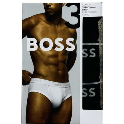 Hugo Boss Mens Size Medium Black Classic Brief 3 Pack 100% Cotton New - Image 1 of 4