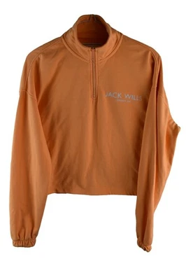 JACK WILLS Orange High Neck Crop Jumper size Uk 6 Womens 1/4 Zip Pullover Casual - Image 1 of 4