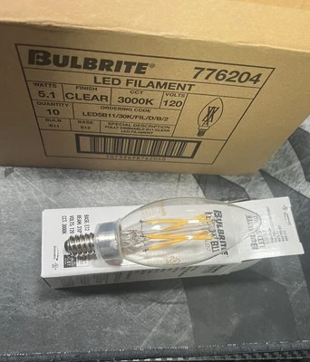 20 Bulbrite 5 Watt B11 Dimmable Candelabra (E12) LED Bulb 776204 / 861687 3000K - Image 1 of 4