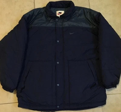 Jaqueta acolchoada vintage anos 90 Nike Colorblock Swoosh L Air Track Acg Michael Jordan anos 80 - Imagem 1 de 4