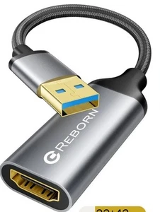 Reborn USB to HDMI Adapter, 1080P@60Hz USB 3.0/2.0 Male to HDMI Female Multi-... - Picture 1 of 4