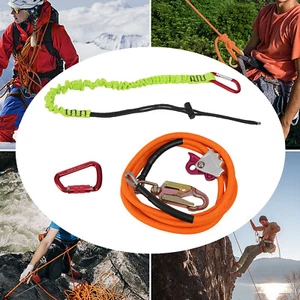 Climbing Lanyard Steel Wire Core Flipline Kit Outdoor Safety Rope 5/8in*12ft - Picture 1 of 11