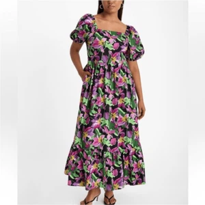 Express Floral Puff Sleeve Maxi Dress NWT Size XL - Picture 1 of 13
