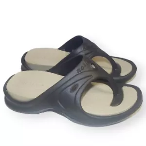 #474 New Nothinz Dual Comfort Sz 6 Shoes Women Sandals Walking Black Flip Flops - Picture 1 of 6