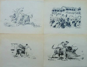 ROBERTO DOMINGO / 4 LITHOGRAPHIES ORIGINALES TAUROMACHIE PAPIER BAMBOU JAPON - Picture 1 of 1