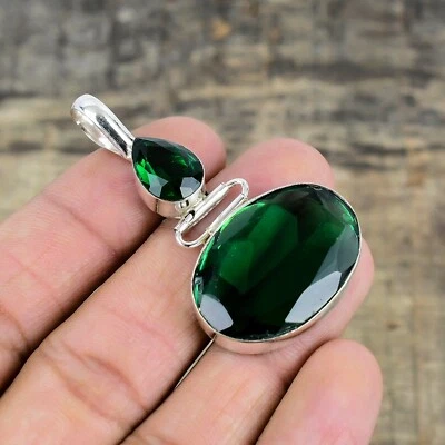 Verde Tormalina Fatto Mano 925 Argento Sterling Ciondolo Gioielli Per Compleanno - Immagine 1 di 4