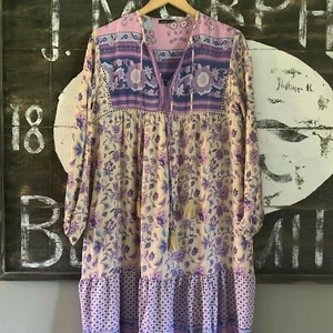 L Neu Boho Zigeuner Blumenmuster Maxi Portobello Straßenkleid Vintage 70er Jahre Ins Damen GROSS - Bild 1 von 10
