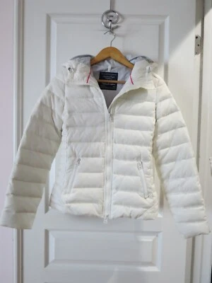 American Eagle Outfitters White Down Full Zip Puffer Hooded Jacket w/ Pockets S - Image 1 of 4