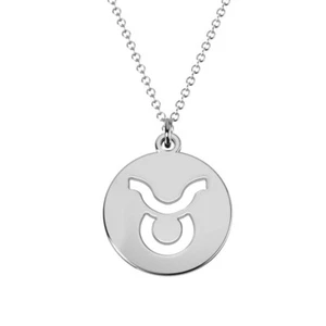 Taurus Zodiac Pendant Necklace Sterling Silver with 18" Chain Astrology Gift - Picture 1 of 4
