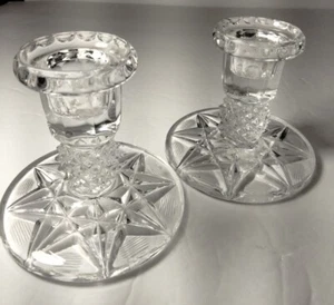 Vintage Paar Kristall Kerzenständer "Starburst" Made In Poland Achtpunkt - Bild 1 von 11