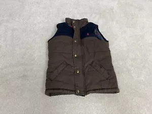 Joules Vest Boys 5 Brown Puffer Coat Snap Zip Pockets Youth Kids - Picture 1 of 13