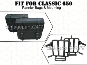 For Royal Enfield Classic 650 BOLSAS DE CUERO AUTÉNTICO CON SOPORTE D5 - Imagen 1 de 7