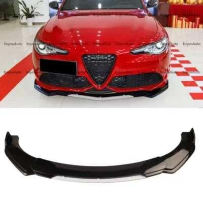 for Alfa Romeo Giulia Front Bumper Lip Spoiler Splitter Gloss Black White Foto 1 de 4