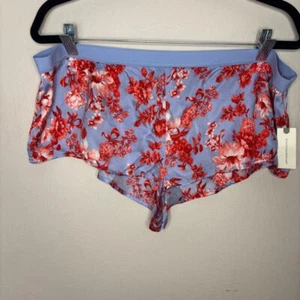 Anthropologie Shorts Women Extra Large Blue Red Floral Micro Sleep Shorts Pajama - Picture 1 of 7
