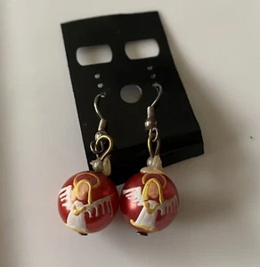holiday drop earrings. hand painted angel motif perfect for Christmas time! - Picture 1 of 1