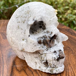 1.92LB Raro Natural Blanco Racimos Cuarzo Tallado a Mano Cristal Calavera Decoración - Imagen 1 de 12