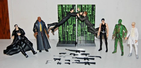 Set of The Matrix Movie Neo 6” Figures Lot of 7 Morpheus Agent Smith Trinity Cover