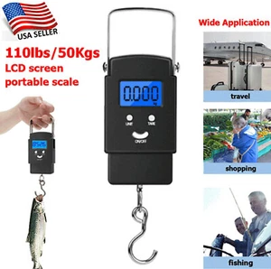 Portable FISH Scale Travel LCD Digital Hanging Luggage Electronic 110lb / 50kg - Picture 1 of 12