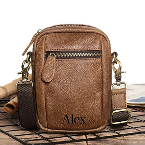 Personalisierte Lederschlinge Schultertasche Pack für Männer Frauen Outdoor Reisetasche - Bild 1 von 16
