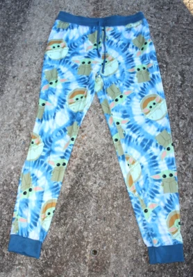 Lucasfilm Star Wars Baby Yoda Grogu Womens Pajama Pants Size L Jogger Blue CUTE - Image 1 of 4
