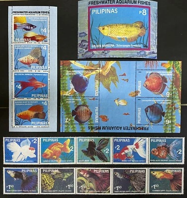 Philippines 1992 Aquarium Fish Stamps- Gold Fish, Discus etc 金鱼、金龙鱼、神仙鱼、打斗鱼、彩虹鱼 - Image 1 of 4