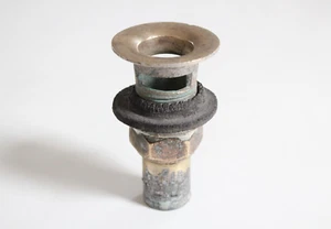 antique brass sink drain | vtg victorian sink overflow deco kitchen old bathroom - Picture 1 of 13