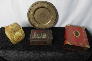 Collectable tin set with bonus brass plate from India (set of 4) - Picture 1 of 14