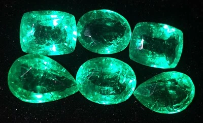 Lote de 6 piezas de piedras preciosas sueltas esmeralda natural 8-10 quilates certificadas E76 Foto 1 de 4