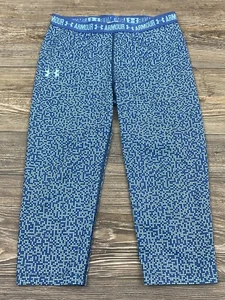 Under Armour Heat Gear Youth Girls XL Blue Polka Dot Leggings - Picture 1 of 6