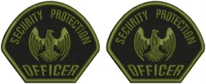 SECURITY PROTECTION OFFICER EMBROIDERY SHOULDER 3.5X4.5  SEW ON  OD GREEN/BLK - Picture 1 of 1