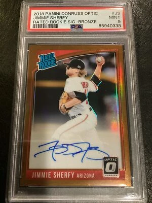 2018 Panini Donruss Optic Jimmie Sherfy Auto Rated Rookie PSA 9 Mint Sig. Bronze - Image 1 of 4