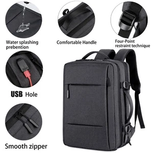 Men 16" Backpack Laptop Bookbag School Outdoor Travel Bag with USB Charging Port - Picture 1 of 27